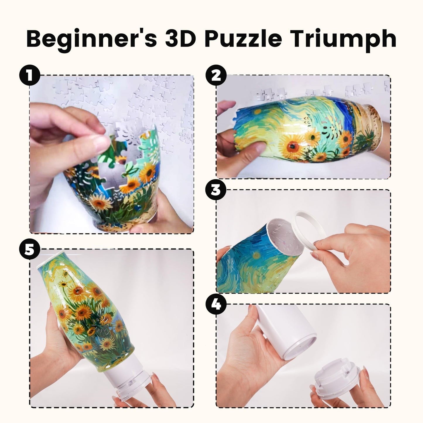 Unique 3D Puzzle Flowers Vases With Led Lights