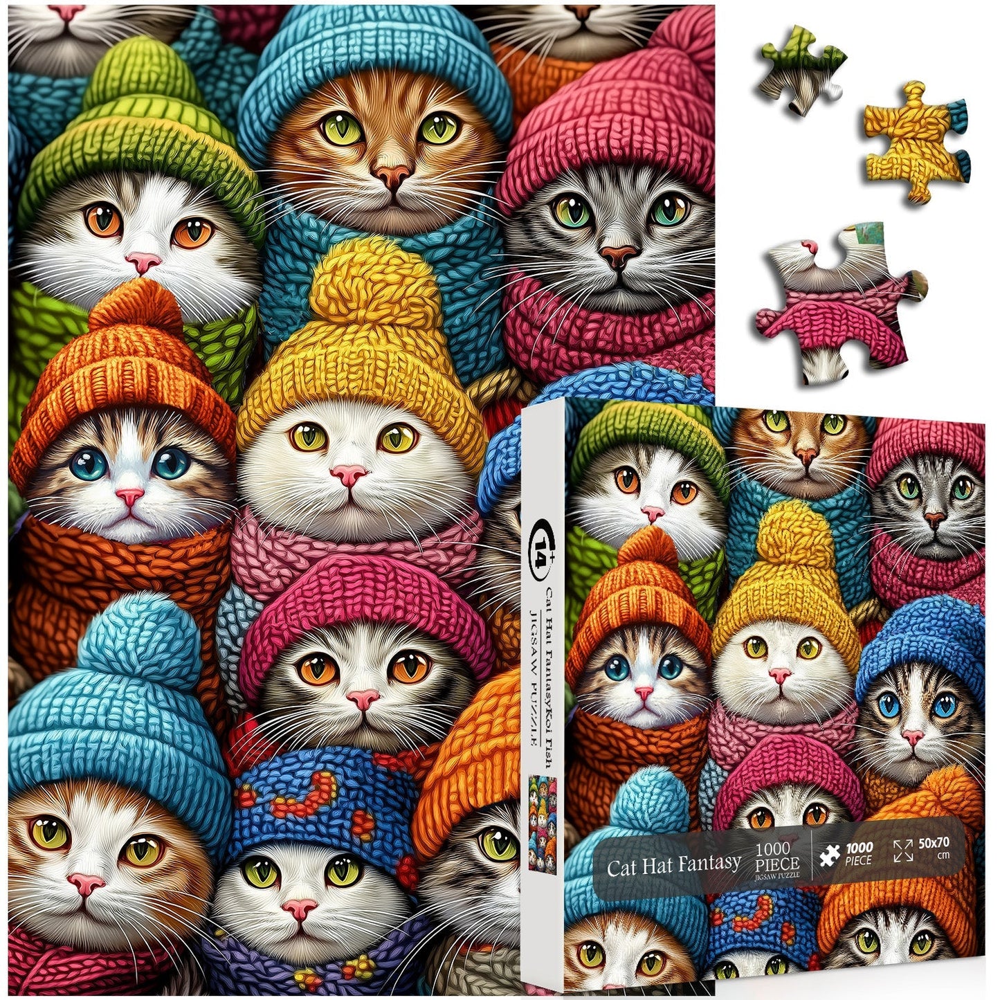 Cat Hat Fantasy Wooden Jigsaw Puzzle 1000 Pieces