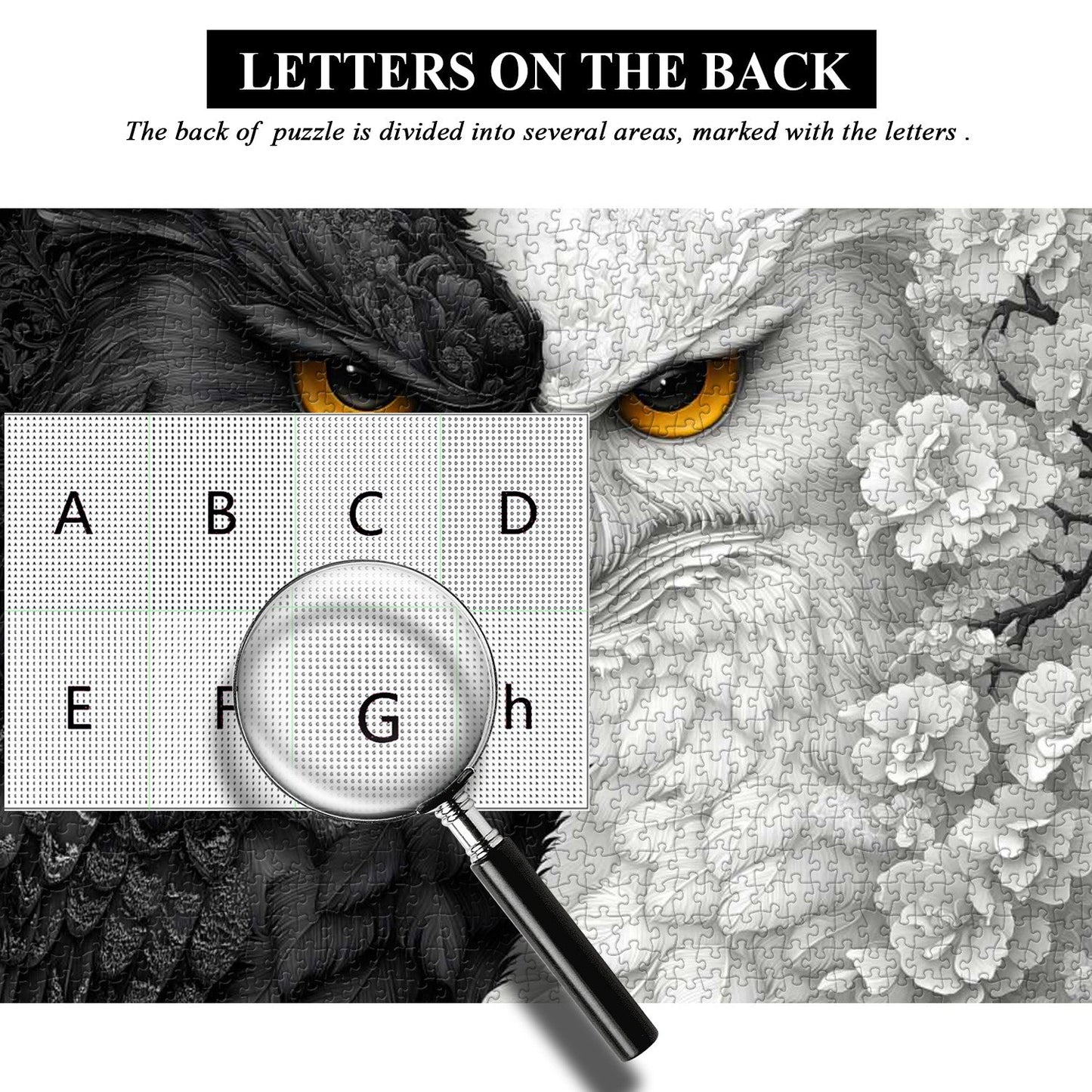 Black and White Owl Wooden Jigsaw Puzzle 1000 Pieces