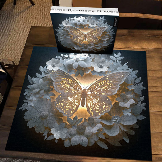 Butterfly Among Flowers Wooden Jigsaw Puzzle 1000 Pieces