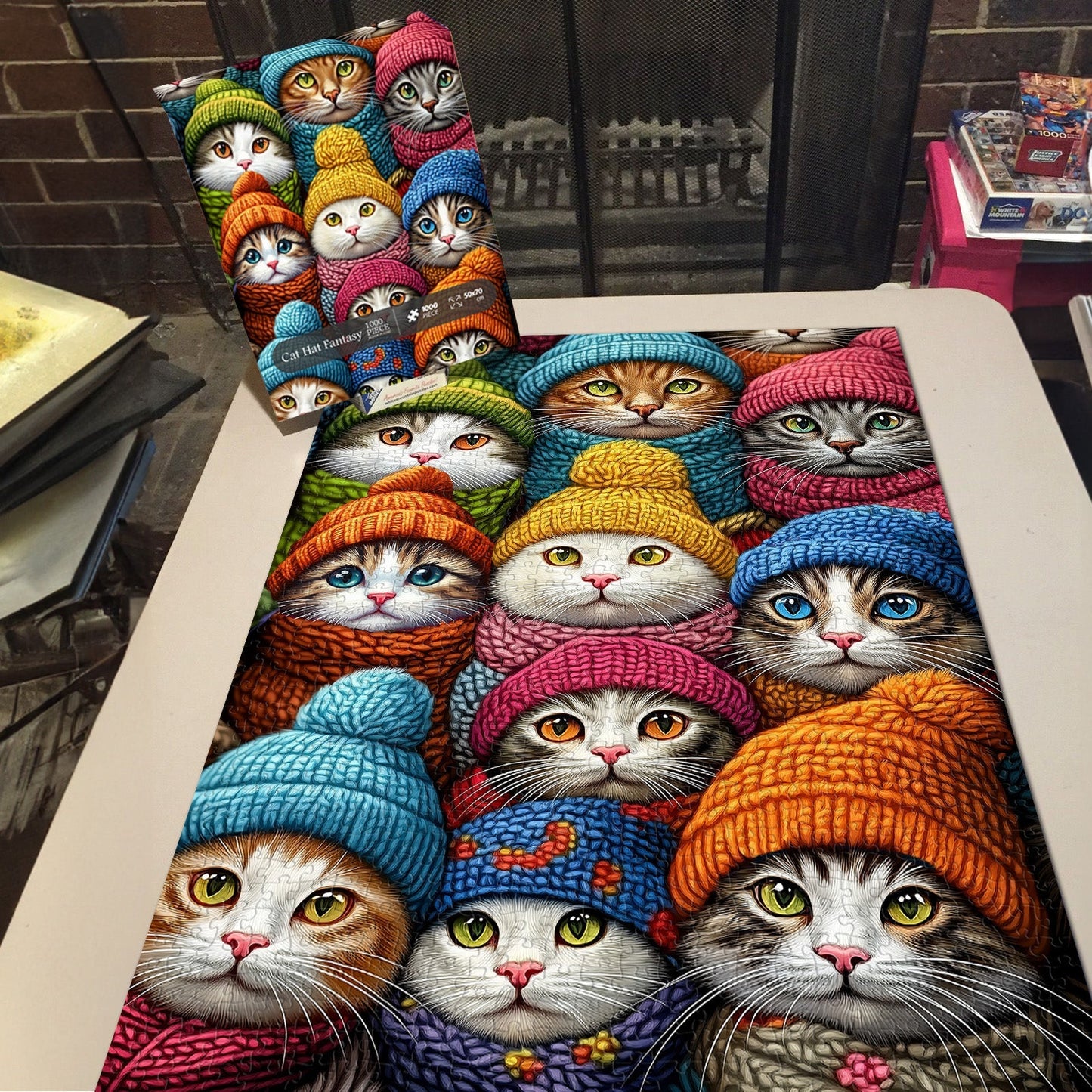 Cat Hat Fantasy Wooden Jigsaw Puzzle 1000 Pieces