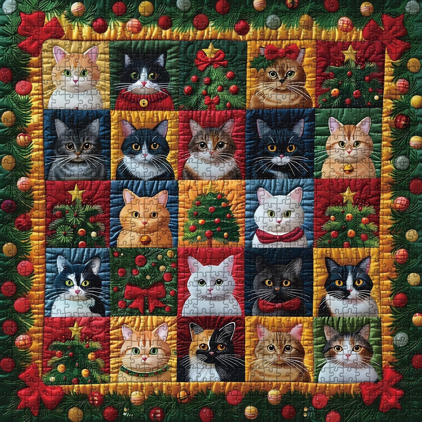 Christmas Cats Wooden Jigsaw Puzzle 1000 Pcs