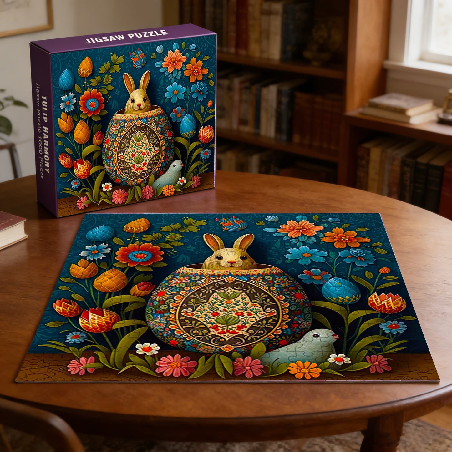 Bunny among Easter eggs | 1000-Piece Wooden Jigsaw Puzzle